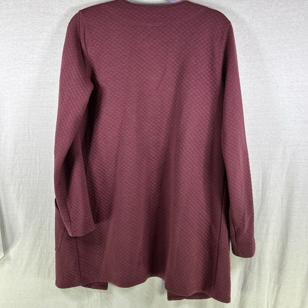L.L. Bean Open-Front Cardigan Quilted Pink Women's Medium Pockets - Picture 5 of 8